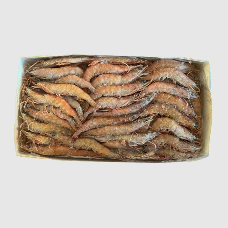 Crevettes sauvages entières crues congelées calibre 80/100