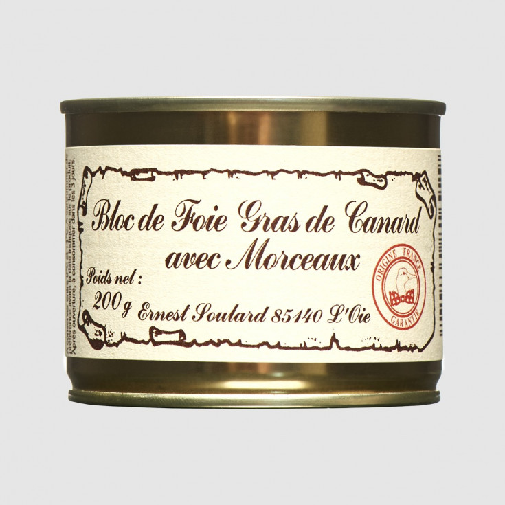 Bloc de foie gras de canard mi-cuit avec morceaux 30 % Ernest Soulard 200 g