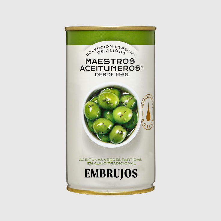 Acheter olives vertes « Embrujos » sans gluten - Maestros Aceituneros